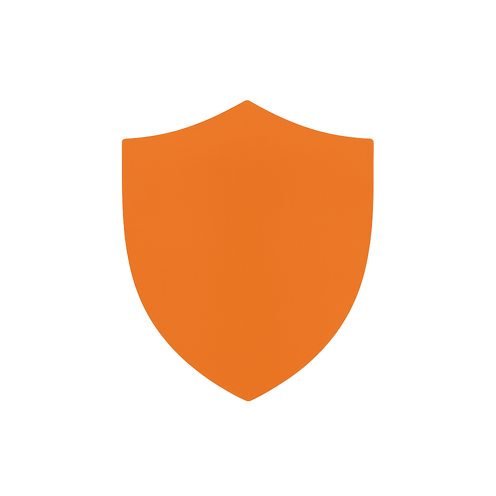Orange shield to match other icons on the page on a clear background